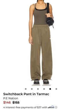 P.E Nation Wide-Leg Switchback Pant in Olive Tarmac